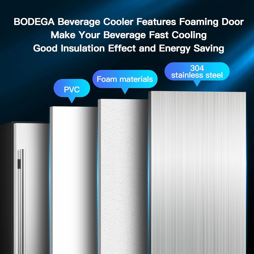 Beverage Cooler 24 Inch, Stainless Steel Under Counter Beverage Refrigerator 180 Cans Y520426