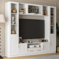 White TV Stand with Glass Doors & Shelves D87077