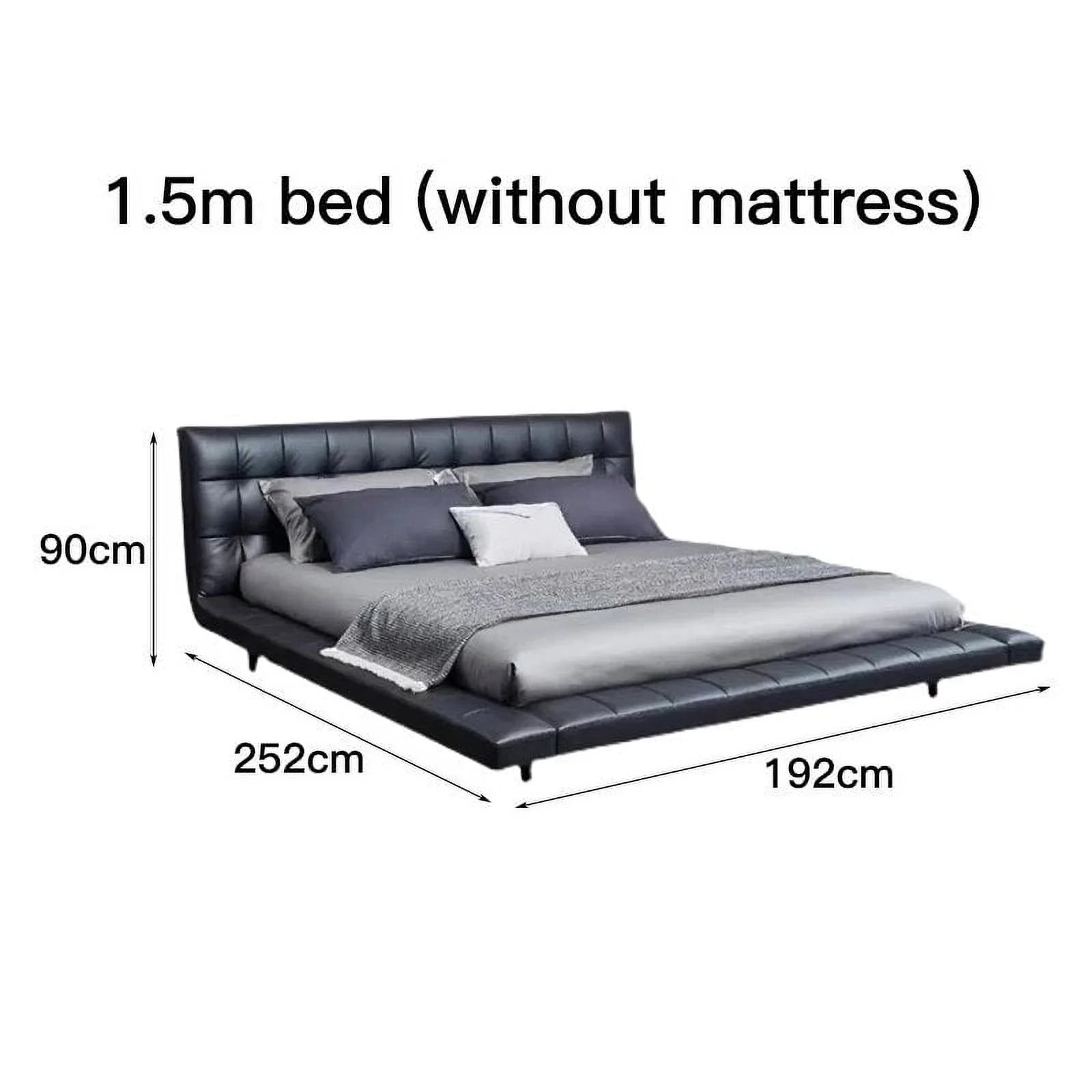 King Size Bed Frame Black Leather Wooden M781529