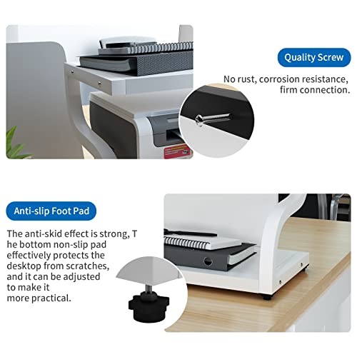 2 Tiers Wood Desktop Printer Stand with Storage P14433