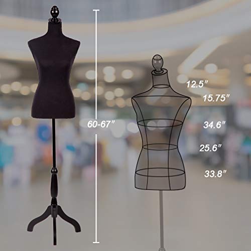 White Height Adjustable Female Dress Model Display Torso with Tripod Stand X782