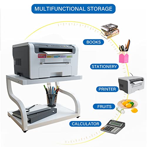 2 Tiers Wood Desktop Printer Stand with Storage P14433