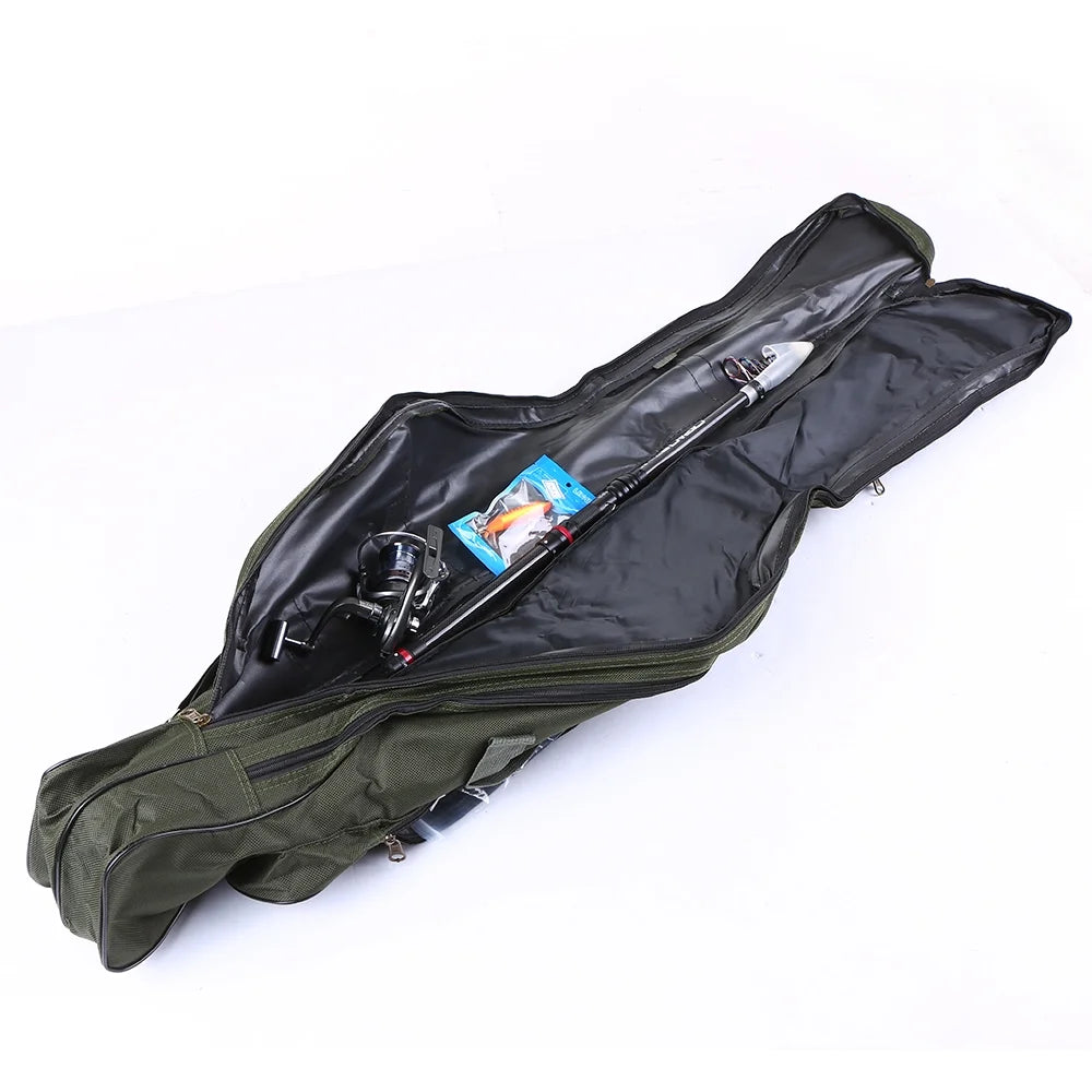 Portable Folding Fishing Rod Carrier Canvas Storage Bag Case H8085