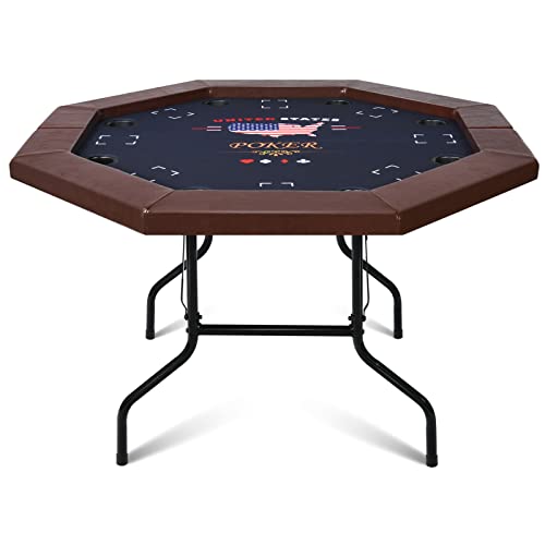 50 inch Foldable Octagon Poker Table with Stainless Steel Cup Holders M62222