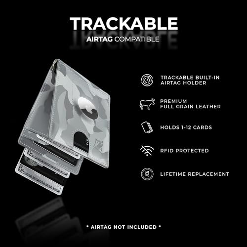 Slim Leather RFID Blocking Wallet with Airtag Holder S2760