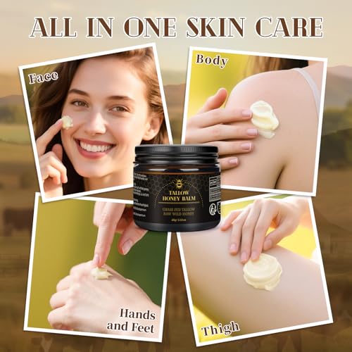 Organic Grass-Fed Beef Tallow Balm with Raw Wild Honey (120g) E5133