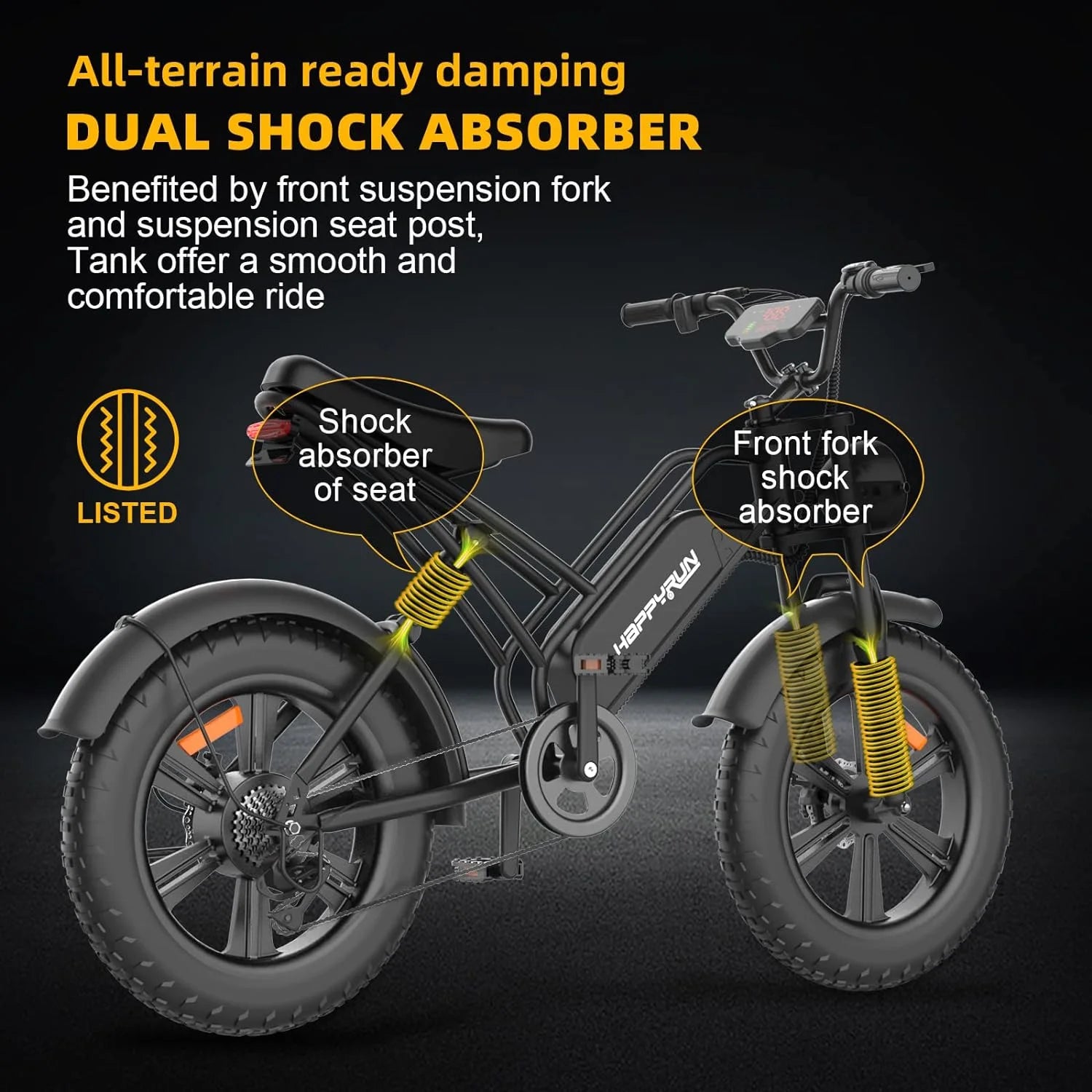 20" Fat Tire Electric Bike 1500W Motor 48V 18AH Removable Battery C717
