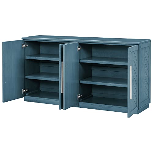 White 4 Door Sideboard Buffet Cabinet with Adjustable Shelves X744