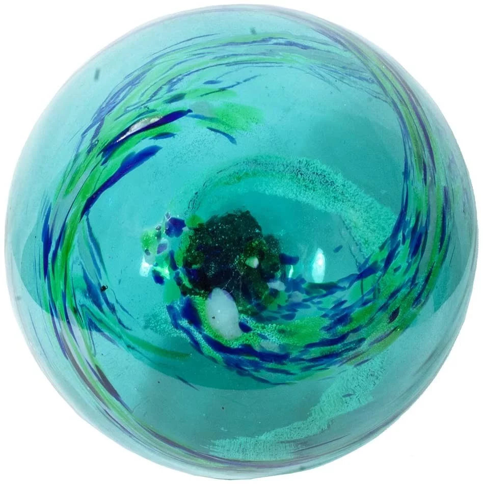 Blue Ocean Mist 10 inch Hand Blown Glass Gazing Ball Q62279