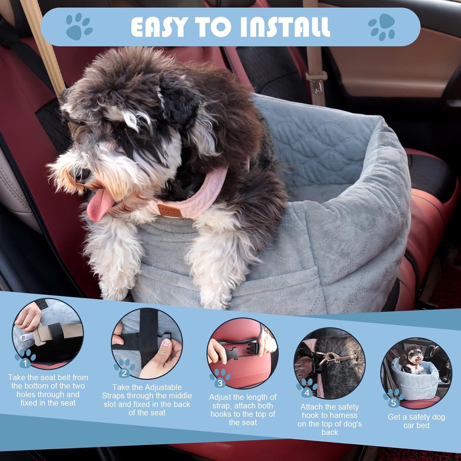 Washable Dog Booster Car Seat with Memory Foam Cushion Q9941