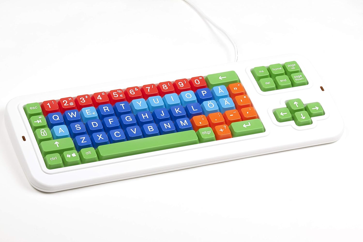 Swedish Color Coded Computer Keyboard with White Uppercase Lettering G679