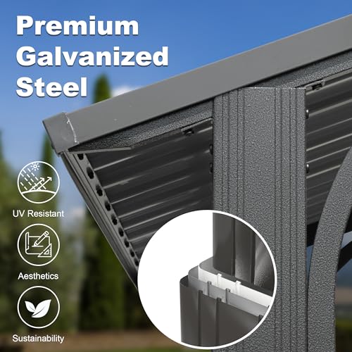 Brown Hardtop Grill Gazebo with 2 Side Shelves Y559