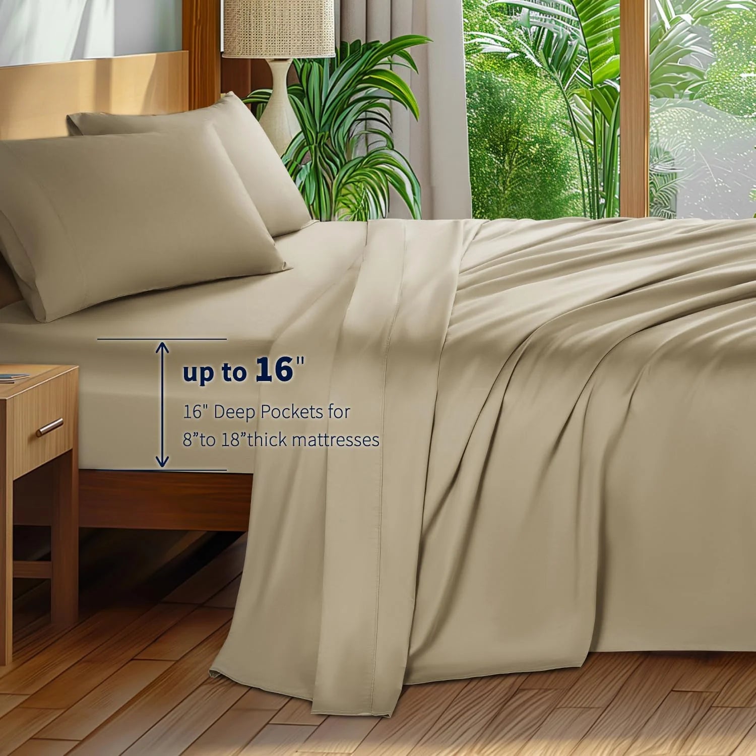 King Size 4-Piece 100% Egyptian Cotton Sheets Set B284