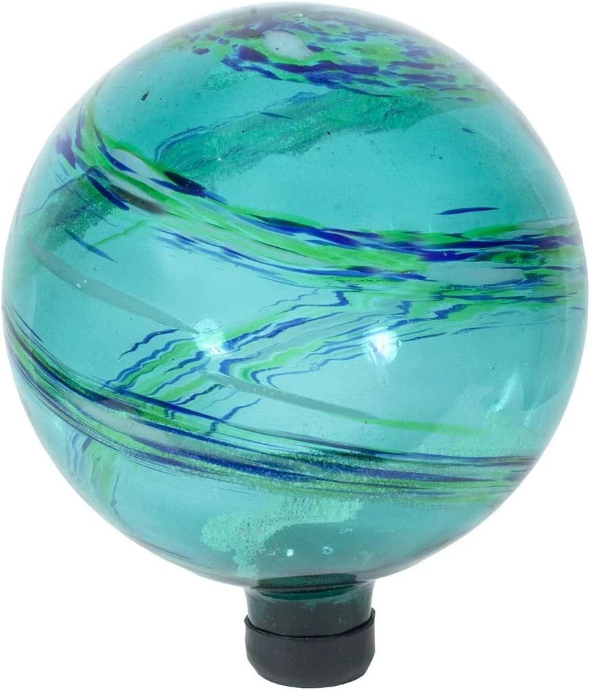 Blue Ocean Mist 10 inch Hand Blown Glass Gazing Ball Q62279