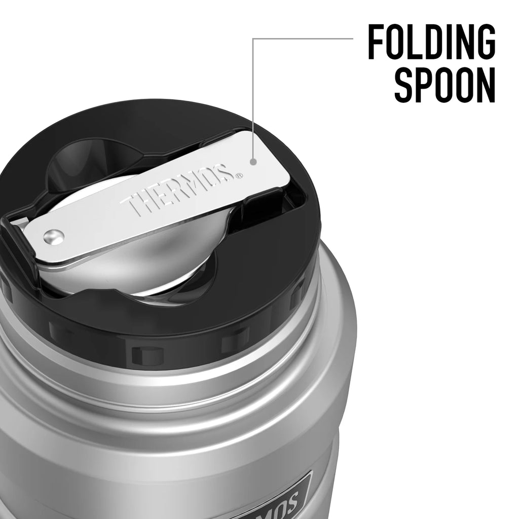 Stainless Steel Food Jar with Folding Spoon, 16oz Y921455