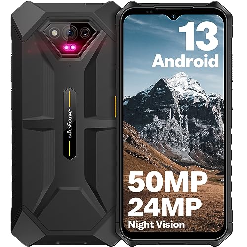 Black Rugged Smartphone, 12+64GB, 50MP Rear Camera, 6.52” Screen, 6320mAh M718