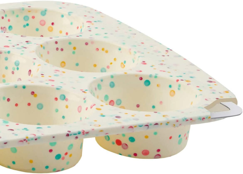 White Confetti 12 Cup Silicone Cake Pan - 2 Pack P4463