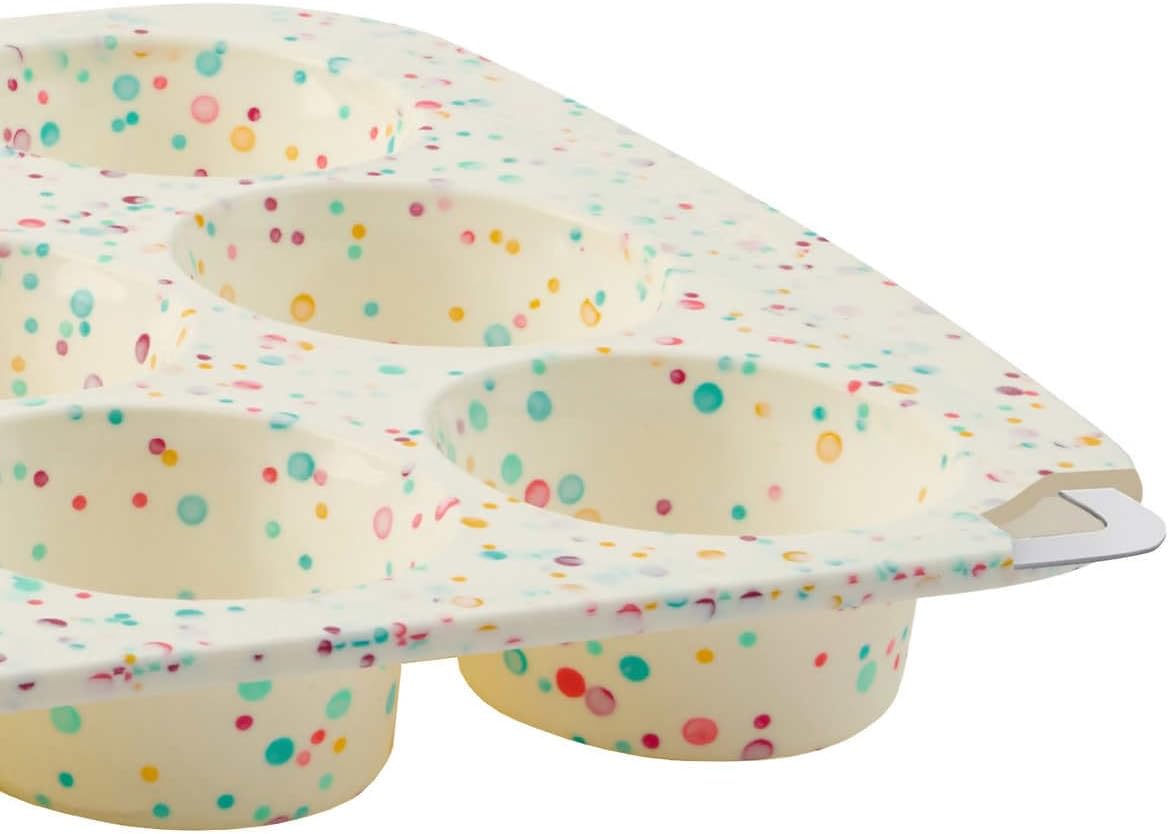 White Confetti 12 Cup Silicone Cake Pan - 2 Pack P4463