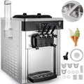 Commercial Ice Cream Machine 20-28L/H Soft Serve 3 Flavors 2200W Silver N9205
