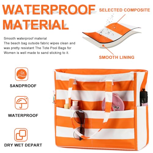 Extra Large Waterproof Beach Tote with Wet Compartment L30712