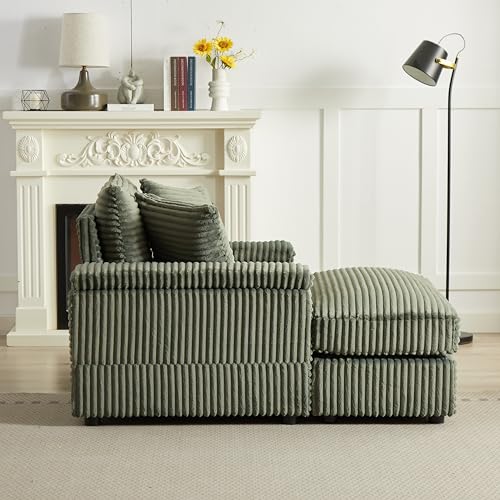 86.6 Inch Corduroy 3 Seater Sectional Sofa with Ottoman K27694