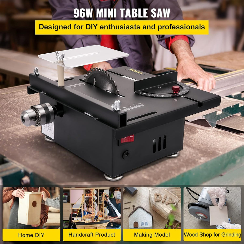 Mini Table Saw, 96W, 0-90 Angle Cutting, 7-Level Speed Adjustable, 1.3in Cutting Depth M8915
