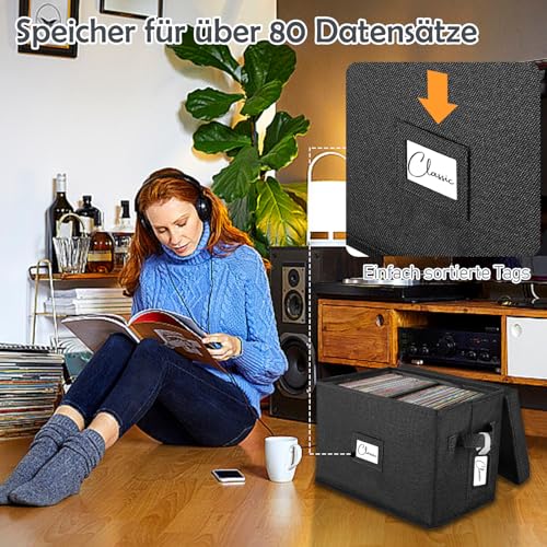 Grey Vinyl Record Storage Box with Lid X410