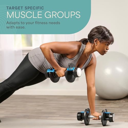 Adjustable Dumbbells Set - 5in1-15lb 25lb 43lb 55lb with Rack O905811