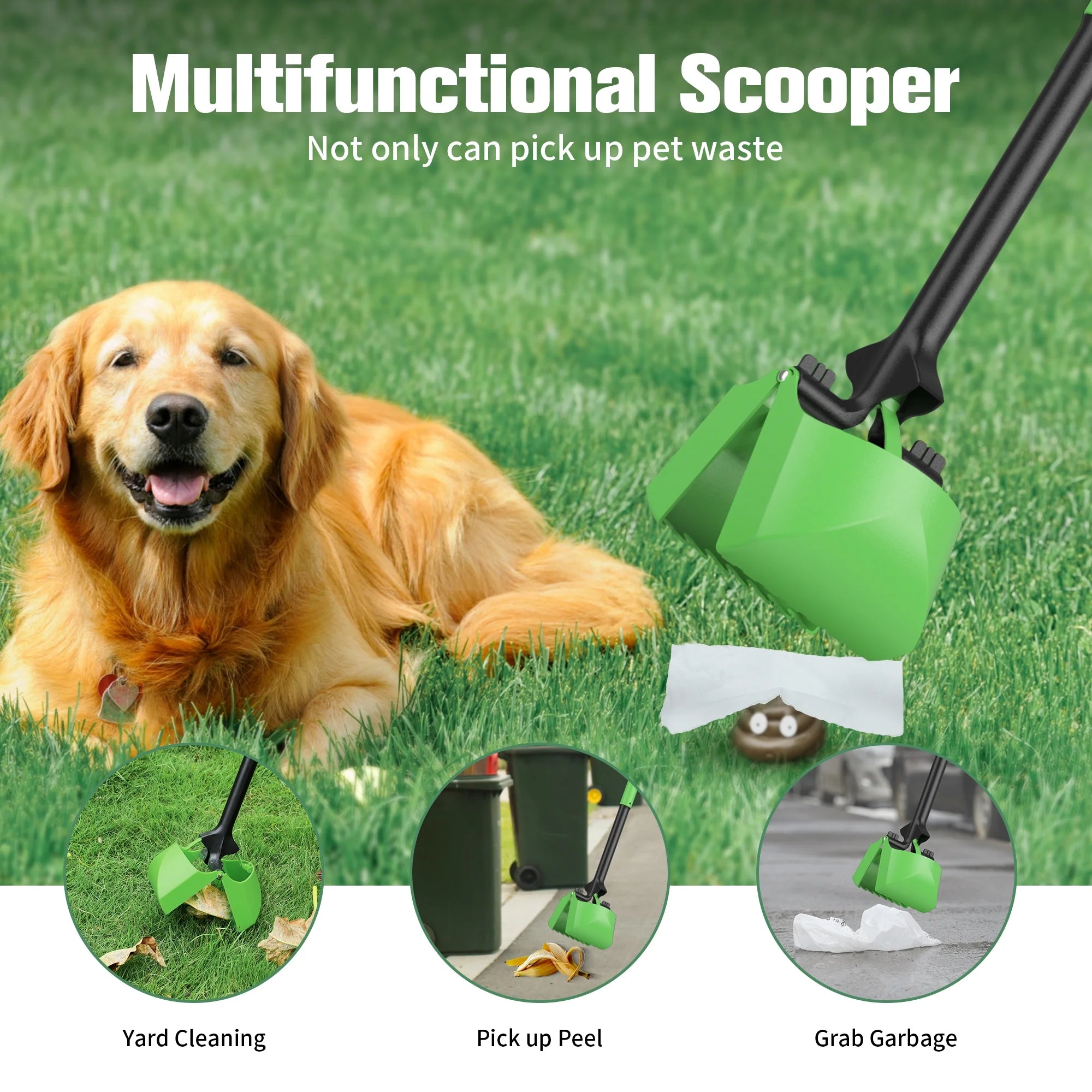 32" Foldable Poop Scooper with Bag and Bag Holder R63381