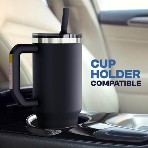 40 oz Stainless Steel Vacuum Insulated Tumbler with Lid and Straw F3854
