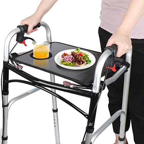 Black Walker Tray with Mesh Pockets and Cup Holder U22623