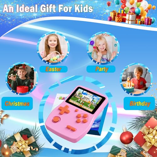 32 Bit Handheld Games with 139 Video Games 3.0 Inches IPS Screen Rechargeable Gaming Device (Blue) W133