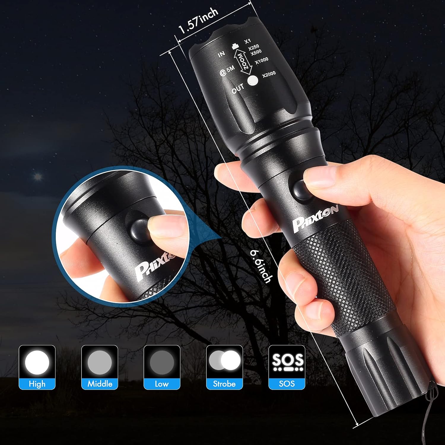 Rechargeable 5000 lumen LED Tactical Flashlight M956