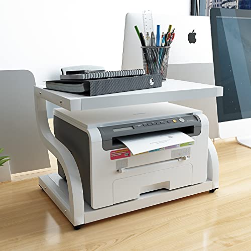2 Tiers Wood Desktop Printer Stand with Storage P14433