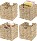 Seagrass Woven Cube Basket Organizer with Handles - 4 Pack - Natural/Tan V530