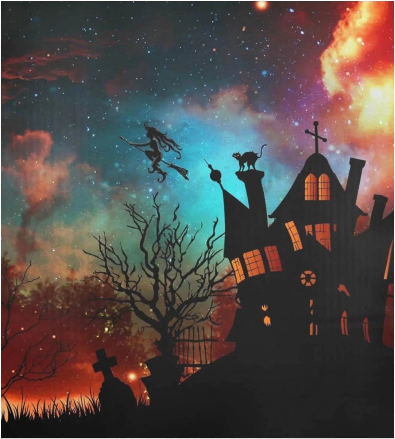 Halloween Witch Castle Dishwasher Magnet Cover, 23"x 26" Q92690