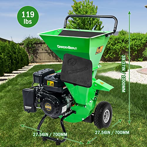 7HP 212cc Gas Powered Wood Chipper Shredder Mulcher with Debris Bag G1243