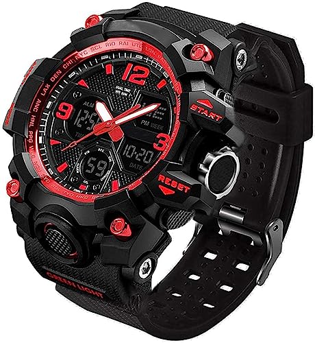Men's Analog Sports Watch LED Military Digital Watch Electronic Stopwatch Large Dual Dial Time Outdoor Army Wrist Watch Tactical W19917