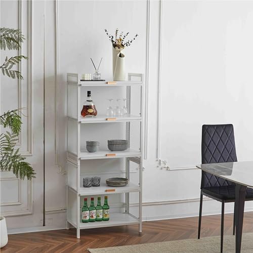 White 5 Shelf Cabinet with Door and Shelves C41757
