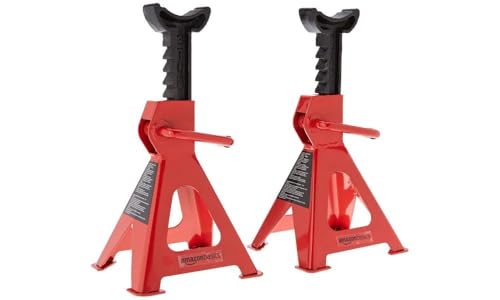 3 Ton Capacity Steel Auto Stands, 1 Pair, Black and Red Q731450