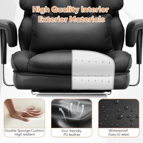 Black PU Leather High Back Desk Chair with Footrest F271923