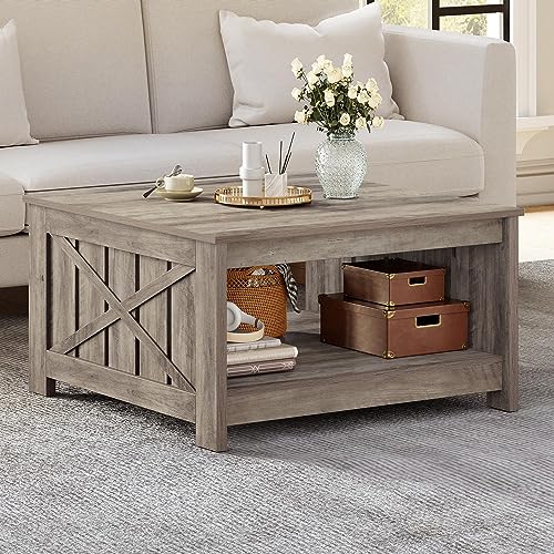 Brown Square Coffee Table with Storage I314034