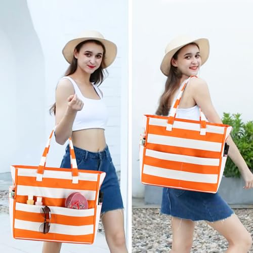 Extra Large Waterproof Beach Tote with Wet Compartment L30712