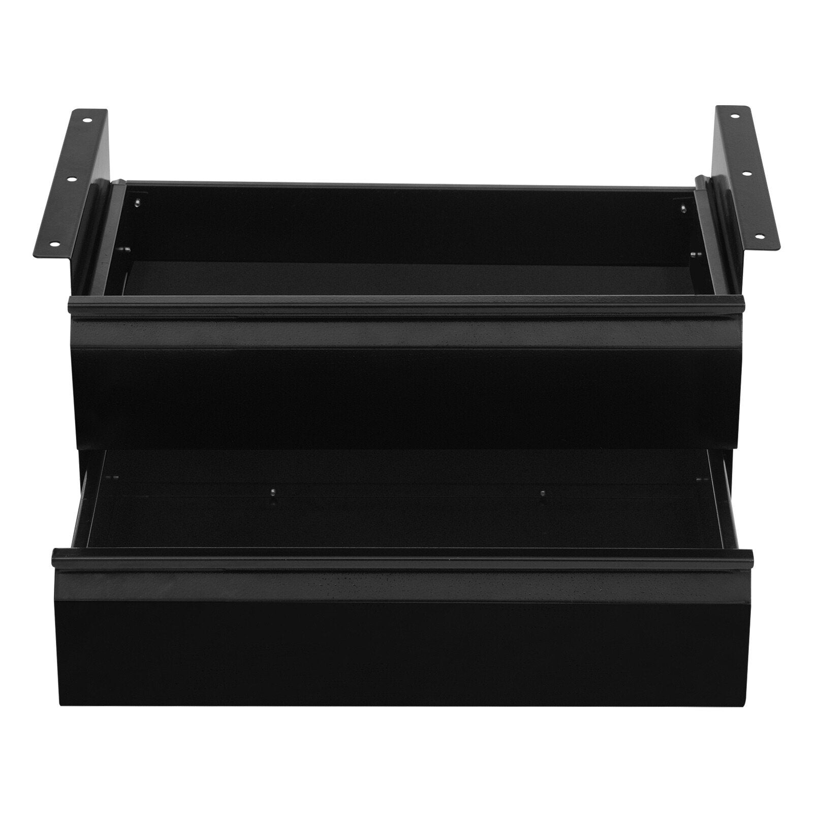 Black Steel Under Desk Sliding Drawer Organizer X62840
