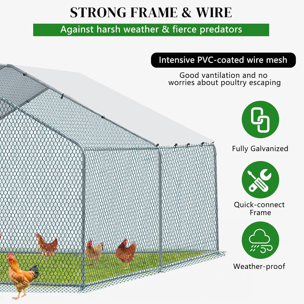 13 x 10 ft Large Metal Chicken Coop with Waterproof Cover O768447