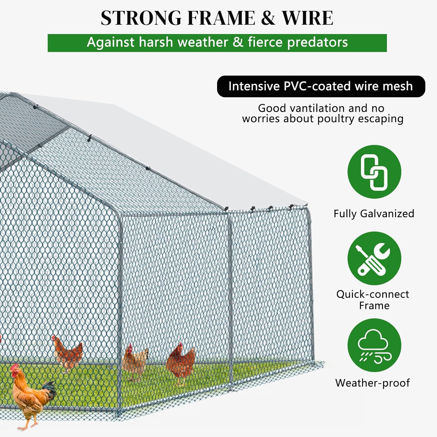 13 x 10 ft Large Metal Chicken Coop with Waterproof Cover O768447