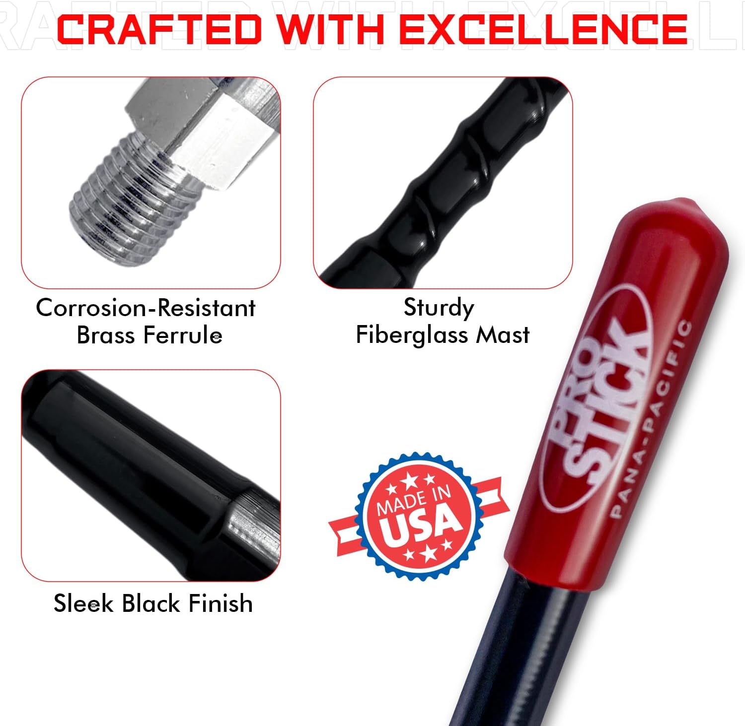 4 Foot Fiberglass 1000 Watt Black CB Radio Antenna with Heavy Duty Stainless Steel Spring X13603
