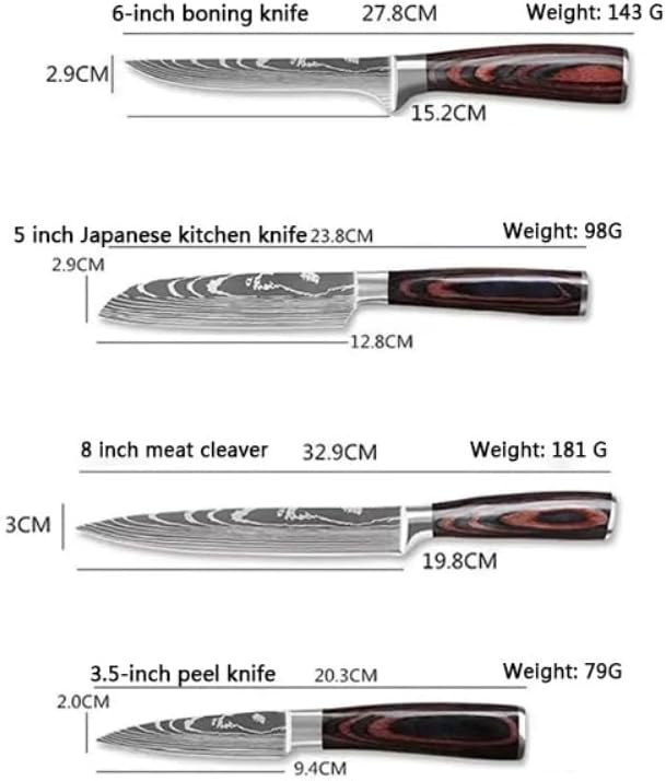 8 Piece Damascus Pattern High Carbon Stainless Steel Kitchen Knife Set G948300