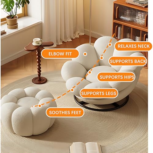 Blue Pumpkin Shape Swivel Lounge Chair with Ottoman V706