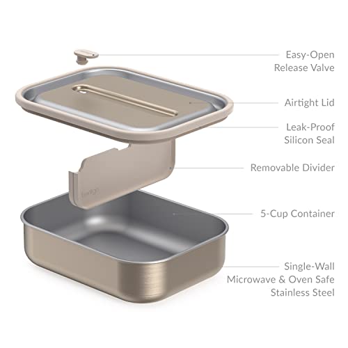 Leak-Proof Lunch Box, Microwave-Safe, Oven-Safe, Bento-Style Container with Removable Divider, Airtight Lid (Carbon Black) Z163